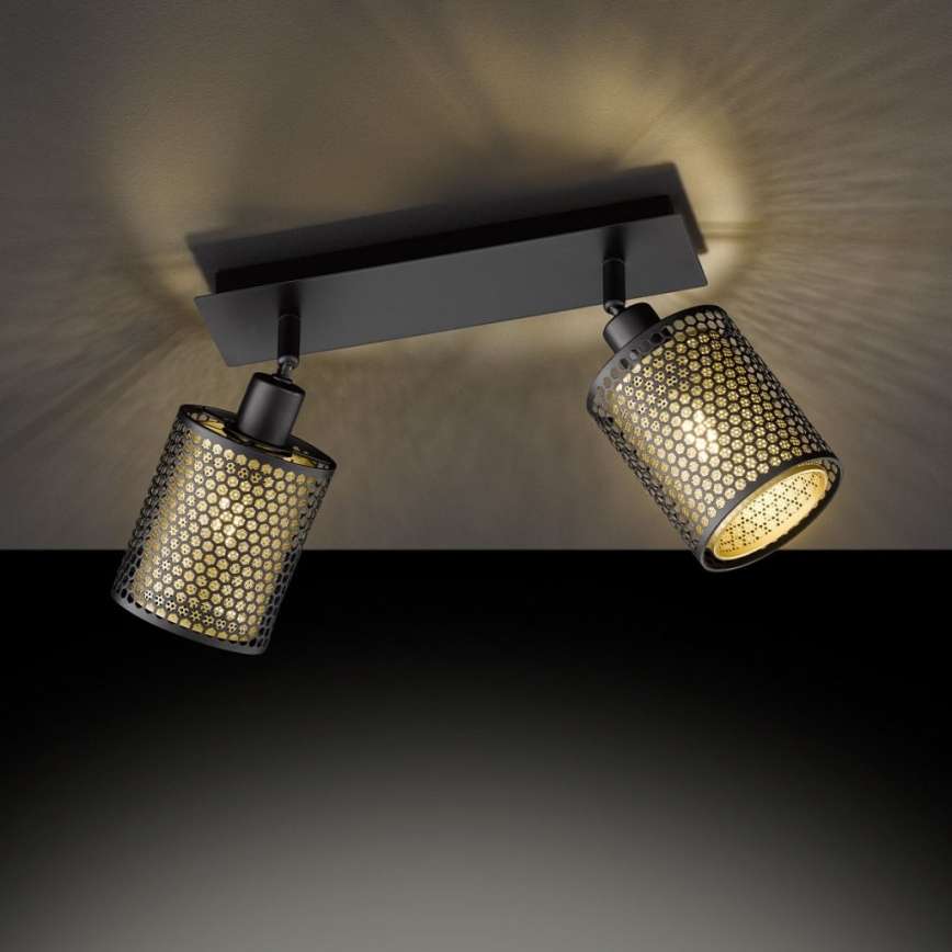 Wofi 12108 - Spotlámpa CHEVAL 2xE14/28W/230V fekete/arany
