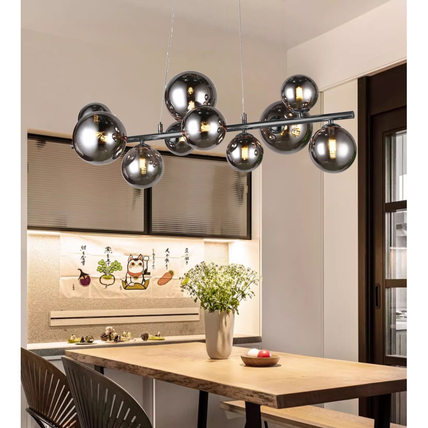 Wofi 6014.10.24.9000 - LED csillár kábelre VILLA 10xG9/3W/230V fekete/fényes króm