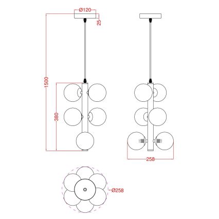 Wofi 6014-601W - LED Csillár zsinóron VILLA 6xG9/3W/230V arany