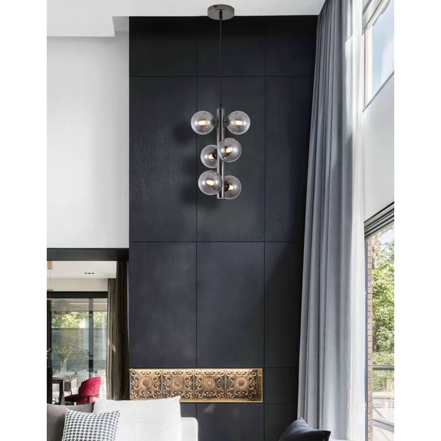 Wofi 6014-605W - LED Csillár zsinóron VILLA 6xG9/3W/230V fekete