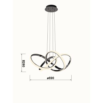 Wofi 6134-105L - LED Dimmelhető csillár zsinóron INDIGO LED/50W/230V fekete/fényezett króm
