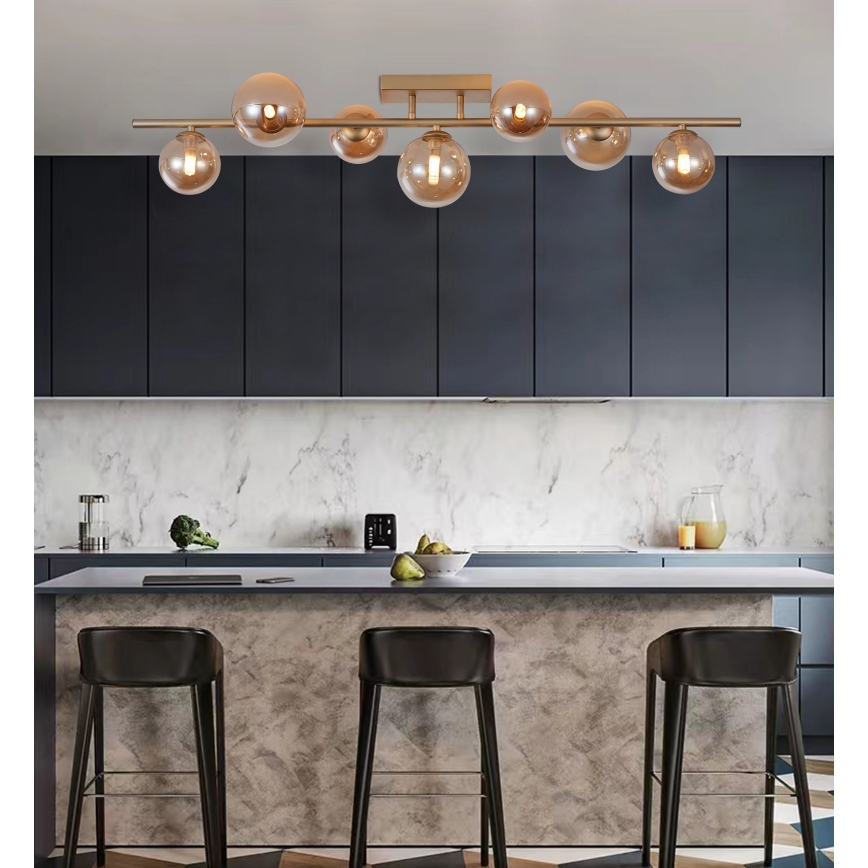 Wofi 7014-701W - LED Felületre szerelhető csillár VILLA 7xG9/3W/230V arany