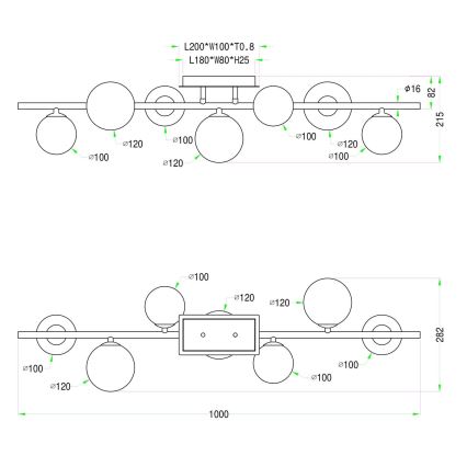 Wofi 7014-701W - LED Felületre szerelhető csillár VILLA 7xG9/3W/230V arany
