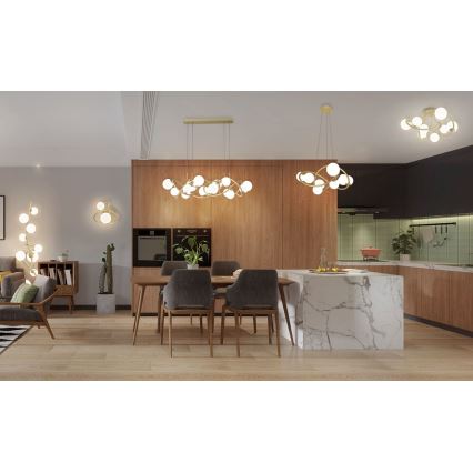Wofi 7014-801 - LED Csillár zsinóron NANCY 8xG9/3,5W/230V arany/fehér