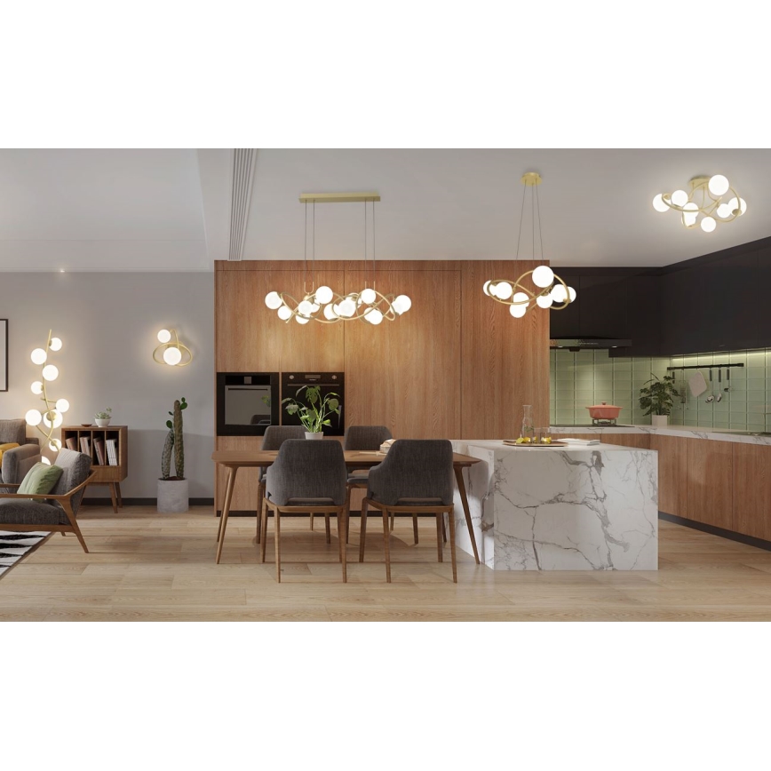 Wofi 7014-801 - LED Csillár zsinóron NANCY 8xG9/3,5W/230V arany/fehér