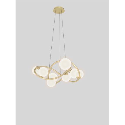 Wofi 7014-801 - LED Csillár zsinóron NANCY 8xG9/3,5W/230V arany/fehér