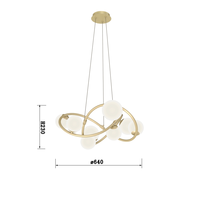 Wofi 7014-801 - LED Csillár zsinóron NANCY 8xG9/3,5W/230V arany/fehér