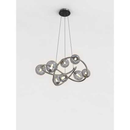 Wofi 7014-805 - LED Csillár zsinóron NANCY 8xG9/3,5W/230V fekete/fényezett króm
