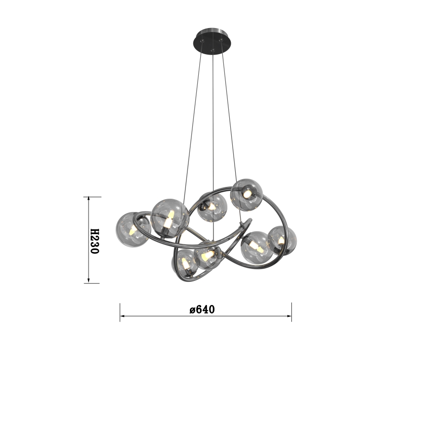 Wofi 7014-805 - LED Csillár zsinóron NANCY 8xG9/3,5W/230V fekete/fényezett króm