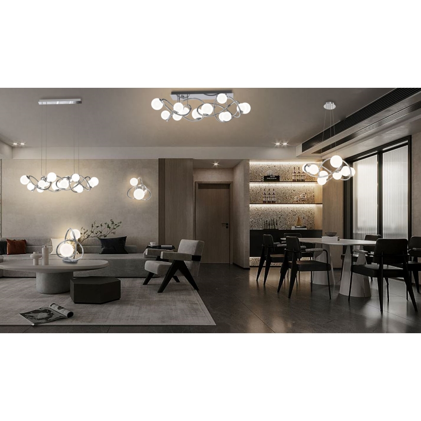 Wofi 7014-807 - LED Csillár zsinóron NANCY 8xG9/3,5W/230V fényezett króm