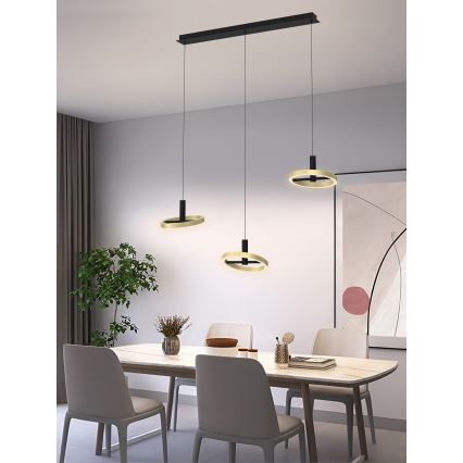 Wofi 7016-304 - LED Dimmelhető csillár zsinóron BREST LED/26W/230V fekete/arany