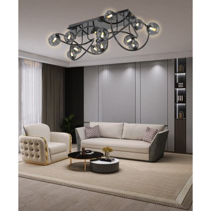 Wofi 9014-1205 - LED Felületre szerelhető csillár NANCY 12xG9/3,5W/230V fekete/fényezett króm