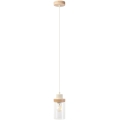 WOODNEST zsinóros függőlámpa 1xE27/15W/230V, fenyő/krémszín