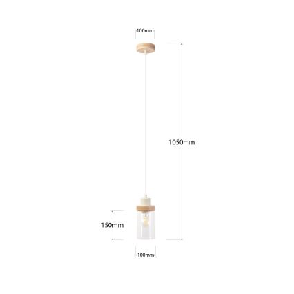 WOODNEST zsinóros függőlámpa 1xE27/15W/230V, fenyő/krémszín