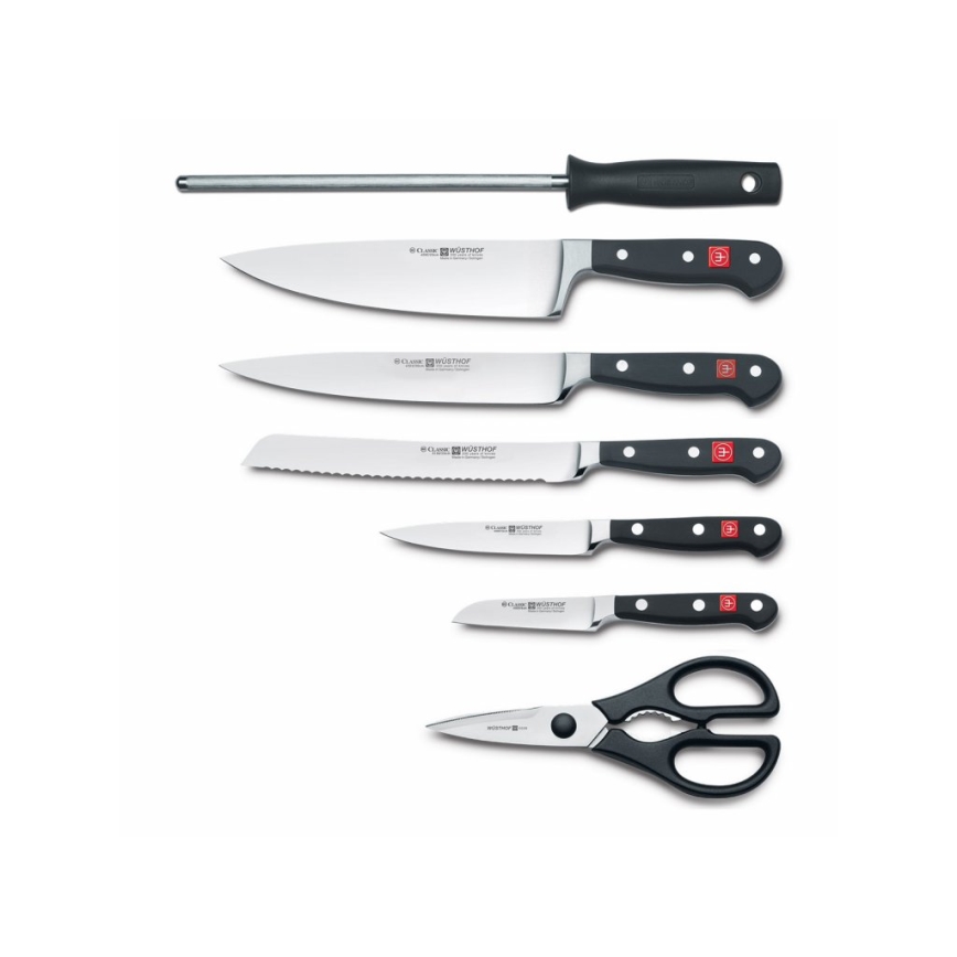 Wüsthof - CLASSIC 8 részes konyhakés készlet állvánnyal, kőrisfa/beige