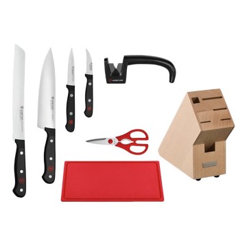 Wüsthof – GOURMET konyhai késkészlet állvánnyal, élezővel és vágódeszkával, 8 részes