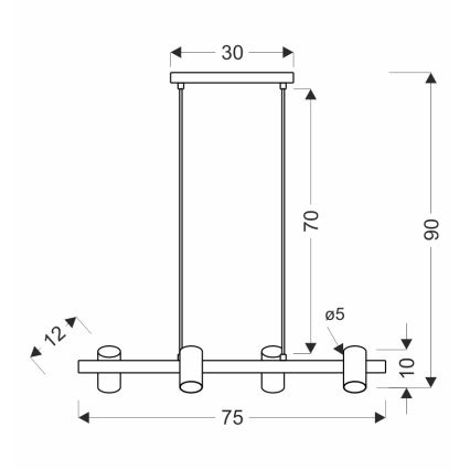 XILO kábeles csillár, 4xGU10/25W/230V, bükk/fehér