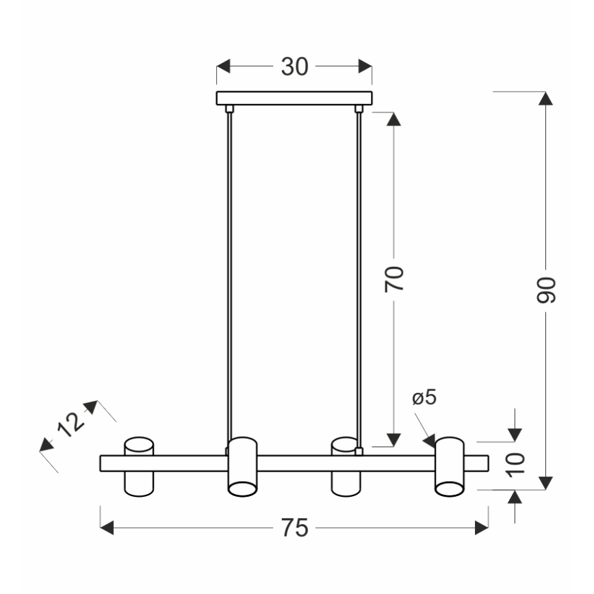 XILO kábeles csillár, 4xGU10/25W/230V, bükk/fehér