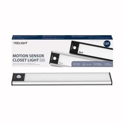 Yeelight - LED tölthető bútorvilágítás fényerőszabályzóval és érzékelővel LED/1,8W/1100 mAh 4000K 20 cm ezüst