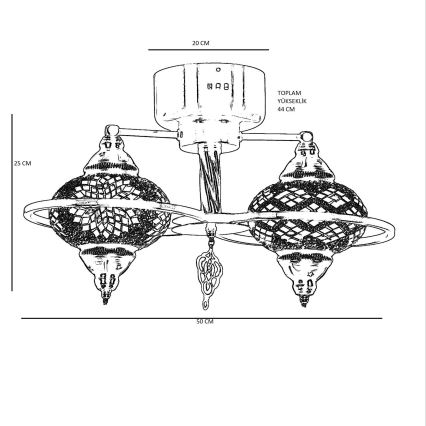 YENI felületre szerelt csillár 1xE27/40W/230V, bronzszínű