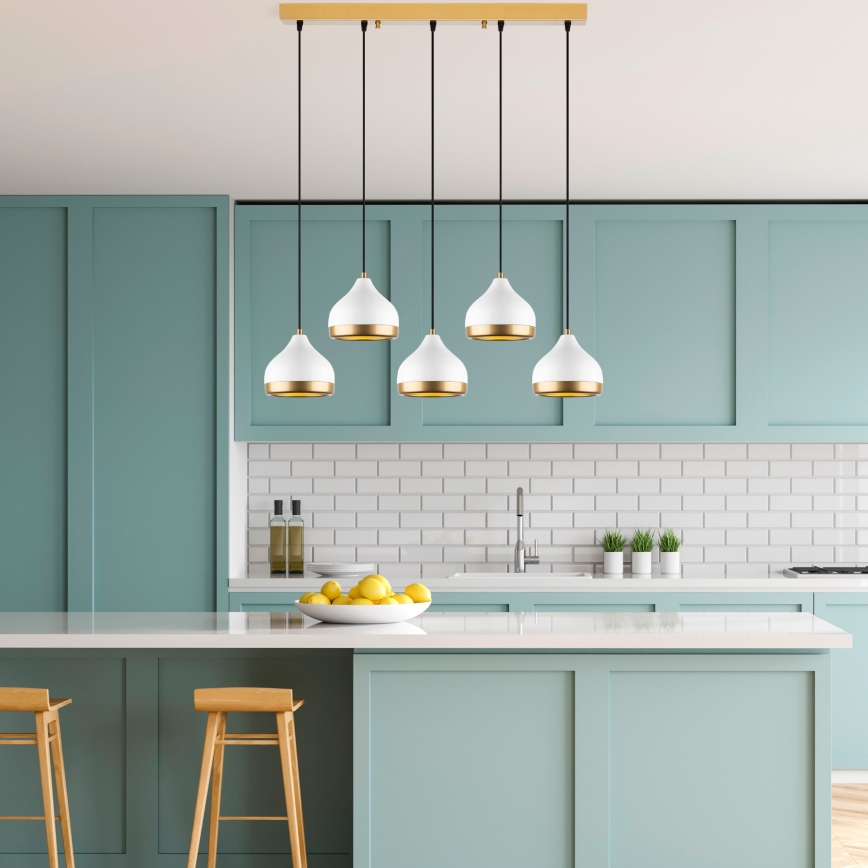 YILDO zsinóros csillár 5xE27/40W/230V fehér/arany