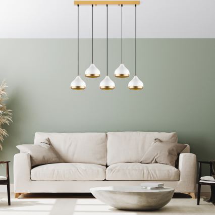 YILDO zsinóros csillár 5xE27/40W/230V fehér/arany