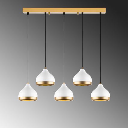 YILDO zsinóros csillár 5xE27/40W/230V fehér/arany