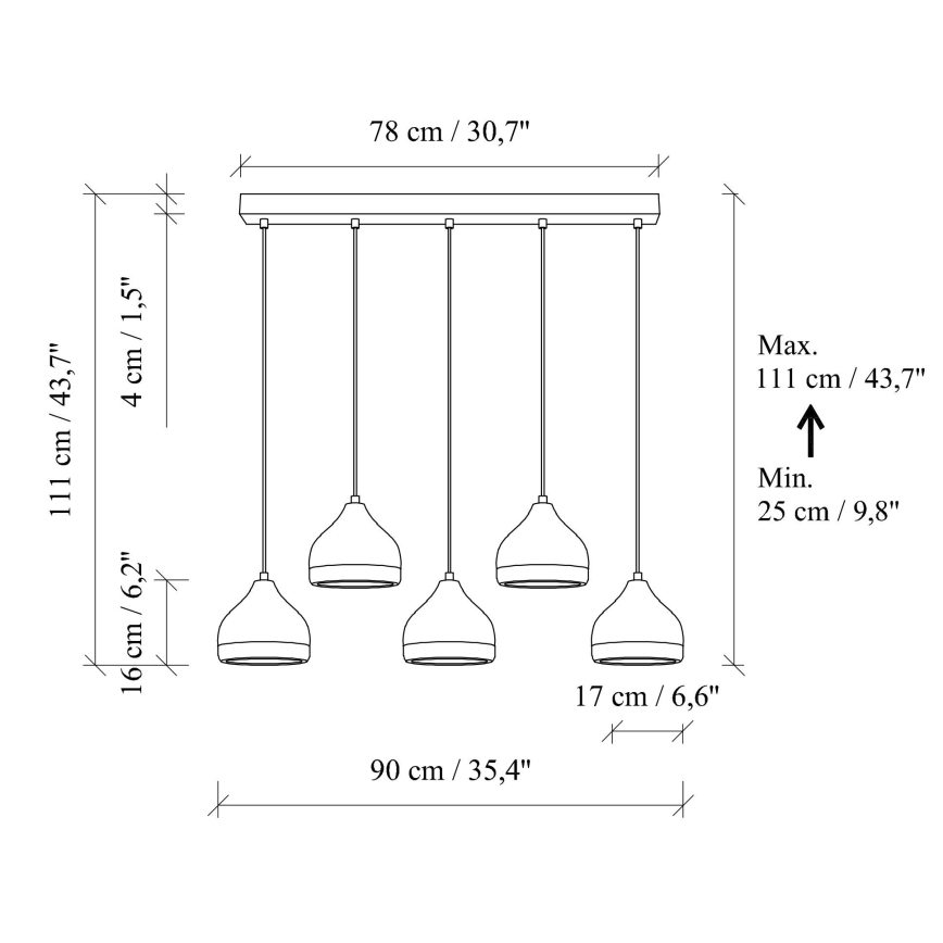 YILDO zsinóros csillár 5xE27/40W/230V fehér/arany