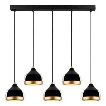 YILDO zsinóros csillár 5xE27/40W/230V, fekete/arany