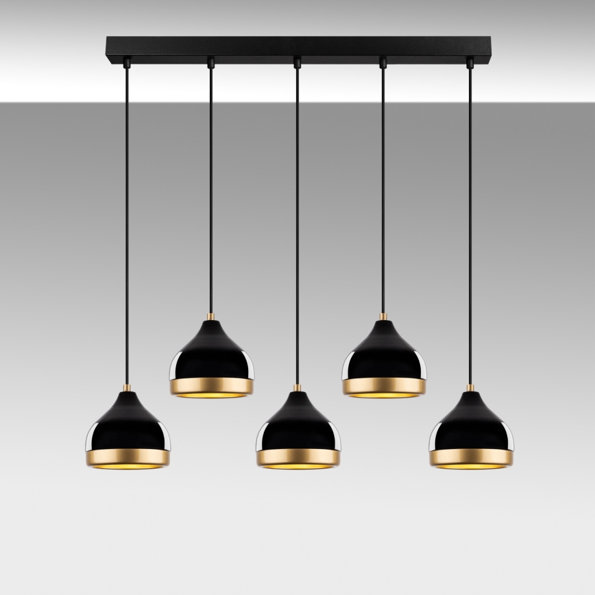 YILDO zsinóros csillár 5xE27/40W/230V, fekete/arany