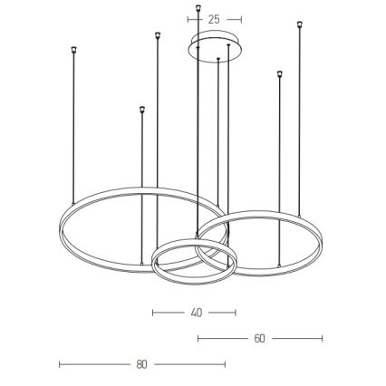 Zambelis 1956 - LED Csillár zsinóron LED/136W/230V arany
