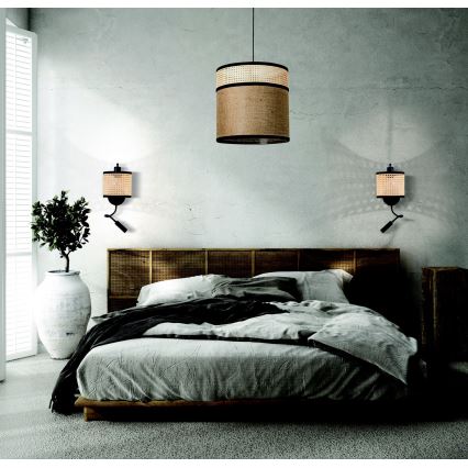 Zambelis 20355 - LED fali lámpa 1xE27/40W + LED/3W/230V rattan