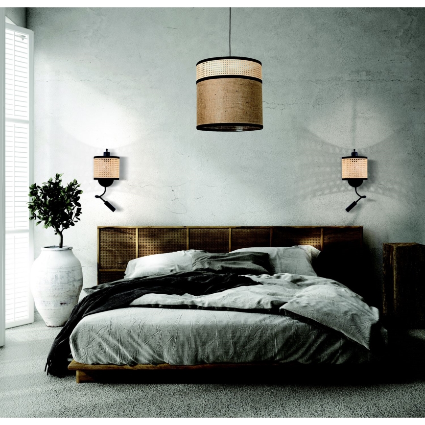 Zambelis 20355 - LED fali lámpa 1xE27/40W + LED/3W/230V rattan