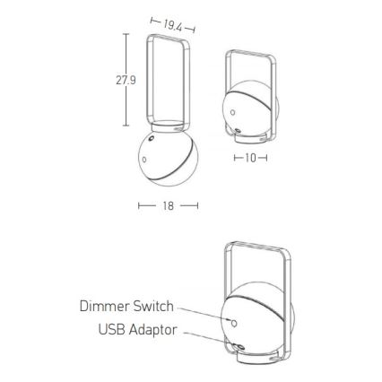 Zambelis E233 - LED állítható fényerejű kültéri lámpa LED/1,5W/3,7V 2600 mAh IP44 fekete