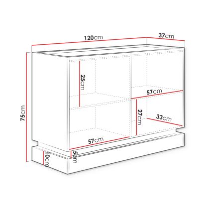 ZARPANT komód 75x120 cm bézs/cremona tölgy