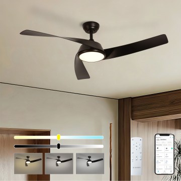 ZEVENTI - AERYS LED dimmelhető mennyezeti ventilátor LED/24W/230V 3000/4000/6000K Tuya Wi‑Fi, fekete + távirányító