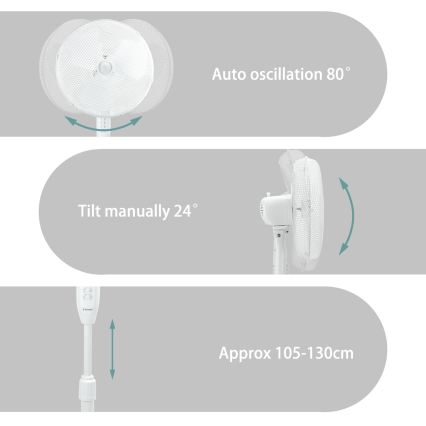 ZEVENTI - FLOW állóventilátor 40W/230V fehér