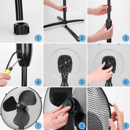 ZEVENTI - Állványos ventilátor FLOW 40W/230V fekete