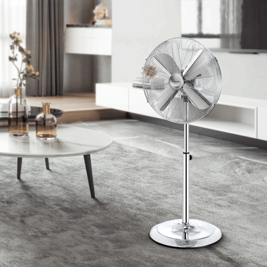ZEVENTI - Álló ventilátor FLOW 50W/230V átm. 45 cm fényes króm