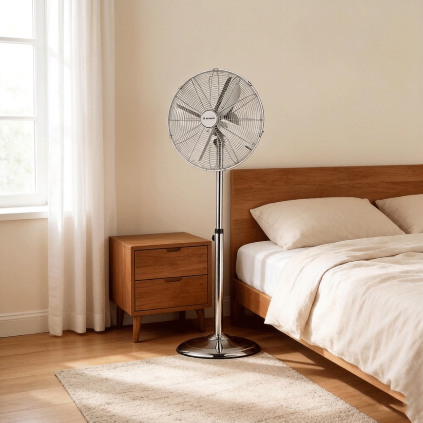 ZEVENTI - Álló ventilátor FLOW 50W/230V átm. 45 cm fényes króm