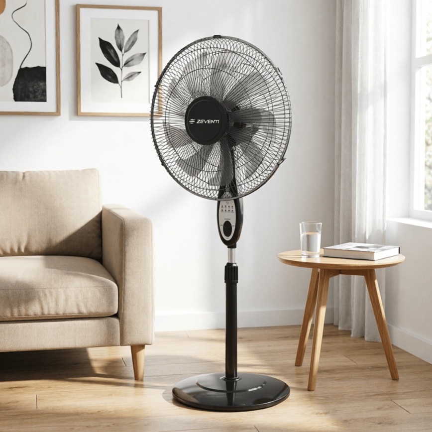ZEVENTI - Álló ventilátor FLOW 55W/230V 130 cm fekete + távirányító