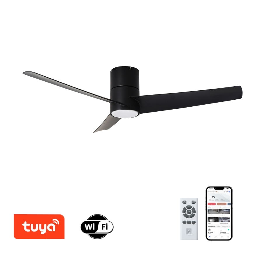 ZEVENTI - LED mennyezeti ventilátor BARROSA LED/18W/230V 3000/4000/6000K Wi-Fi Tuya fekete + távirányító