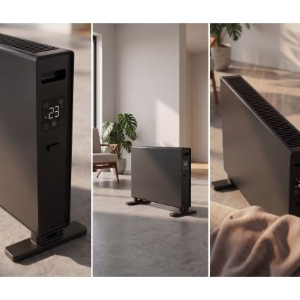 ZEVENTI - Elektromos hősugárzó/konvektor LCD kijelzővel ECO/1250/2000W/230V fekete + távirányító