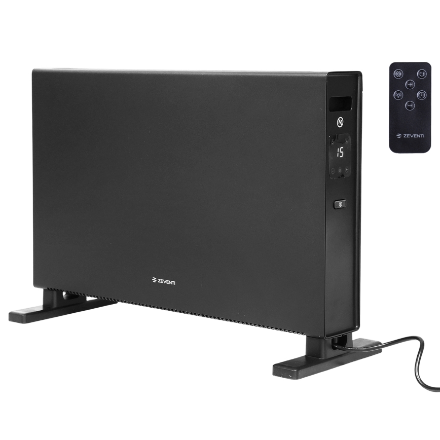 ZEVENTI - Elektromos hősugárzó/konvektor LCD kijelzővel ECO/1250/2000W/230V fekete + távirányító