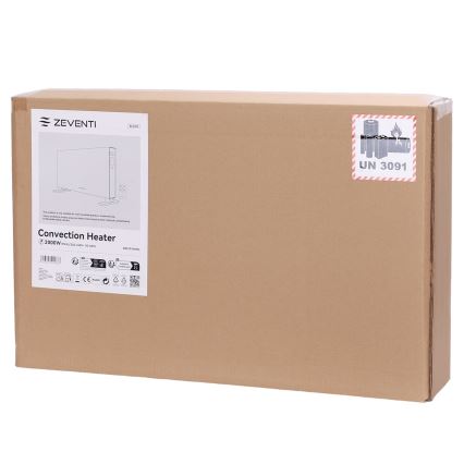 ZEVENTI - Elektromos hősugárzó/konvektor LCD kijelzővel ECO/1250/2000W/230V fekete + távirányító