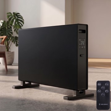 ZEVENTI - Elektromos hősugárzó/konvektor LCD kijelzővel ECO/1250/2000W/230V fekete + távirányító