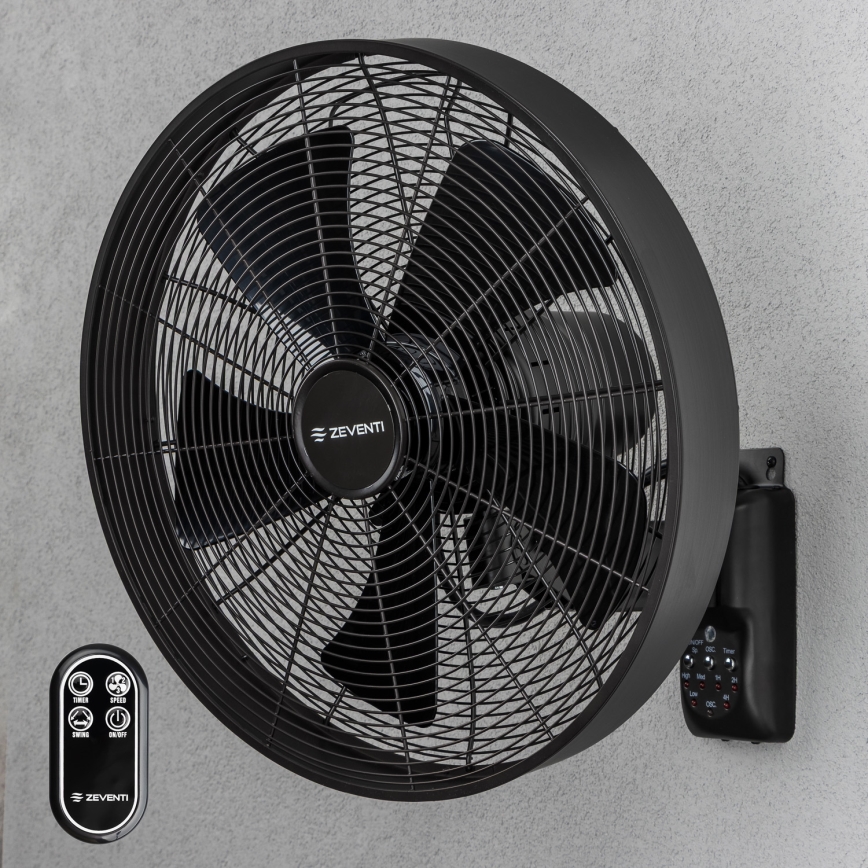 ZEVENTI - Fali ventilátor FREEZE 50W/230V átm. 40 cm fekete + távirányítás