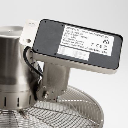 ZEVENTI - Fali ventilátor FREEZE 50W/230V átm. 40 cm matt króm + távirányítás