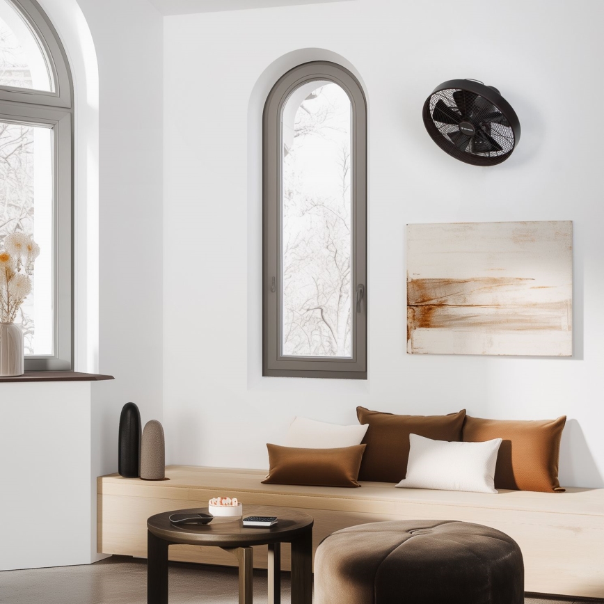 ZEVENTI - Fali ventilátor FREEZE 50W/230V átm. 40 cm fekete/barna + távirányítás