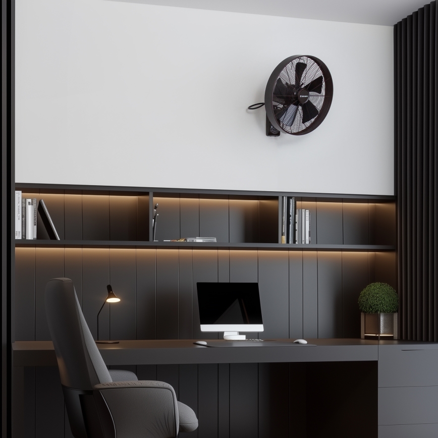 ZEVENTI - Fali ventilátor FREEZE 50W/230V átm. 40 cm fekete/barna + távirányítás